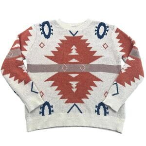 Main Strip Southwestern Aztec Boucle Knit Sweater Western Boho Women's S